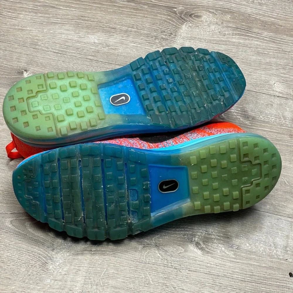 Nike Flyknit Max Running Shoes Mens 13 Orange Blue 620469-600 Air Max 1 of 2